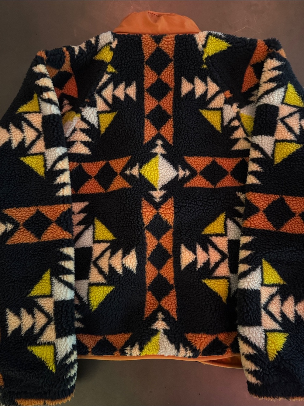 FP Movement by Free People Black Geometric Fleece Jacket with Orange Trim - Picture 5 of 5